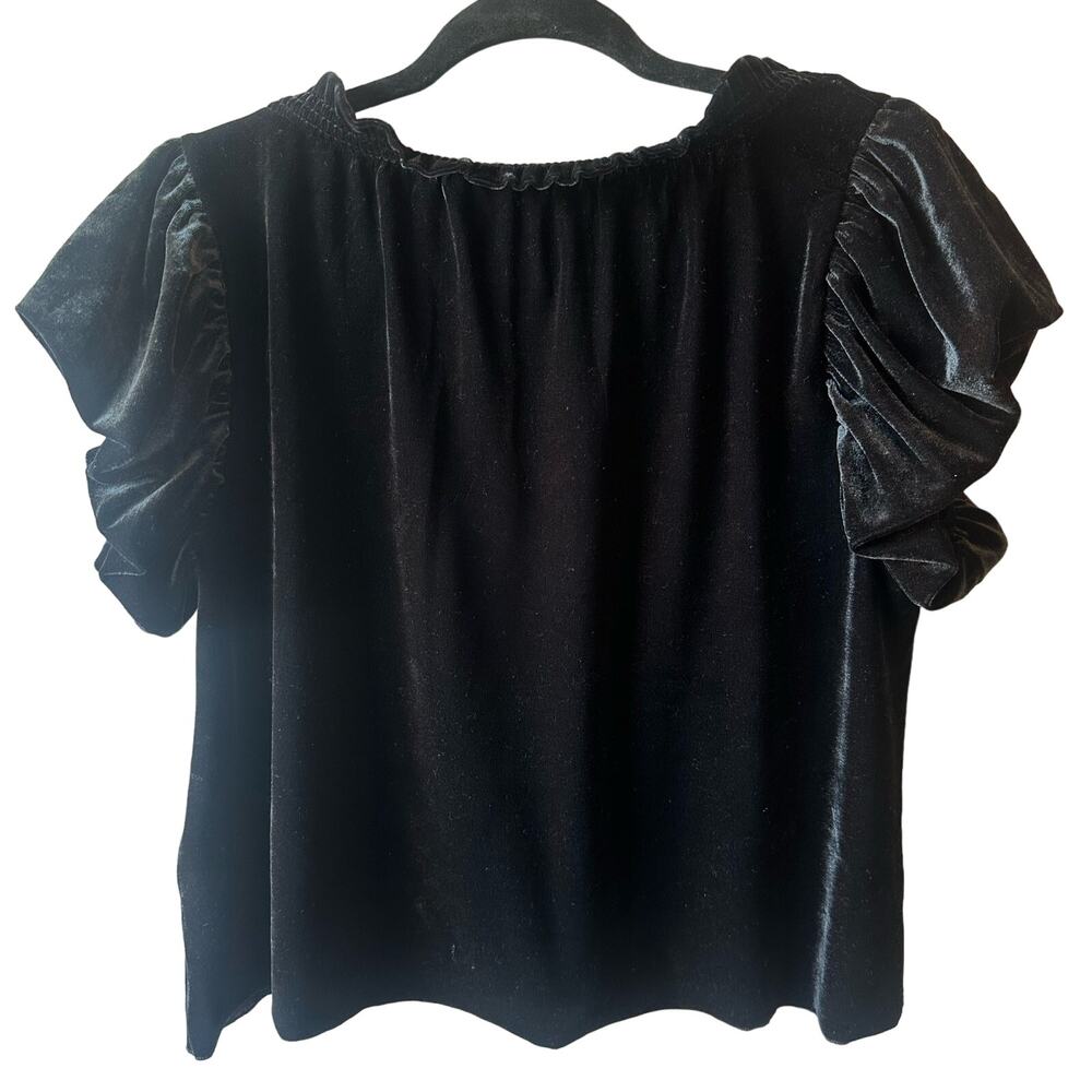 Free People Black Velvet Blouse S - Picture 2 of 4